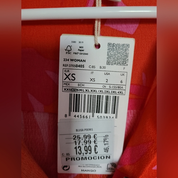 NWT- 100% viscose, Mango size xs top 🧡 - Picture 4 of 10